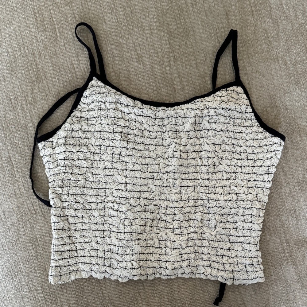Free People Black and White Smocked Cami Size XS